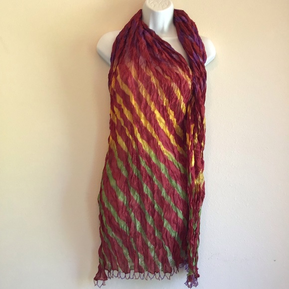 New Maroon Burgundy Striped Beach Scarf Wrap Pareo - Picture 11 of 11